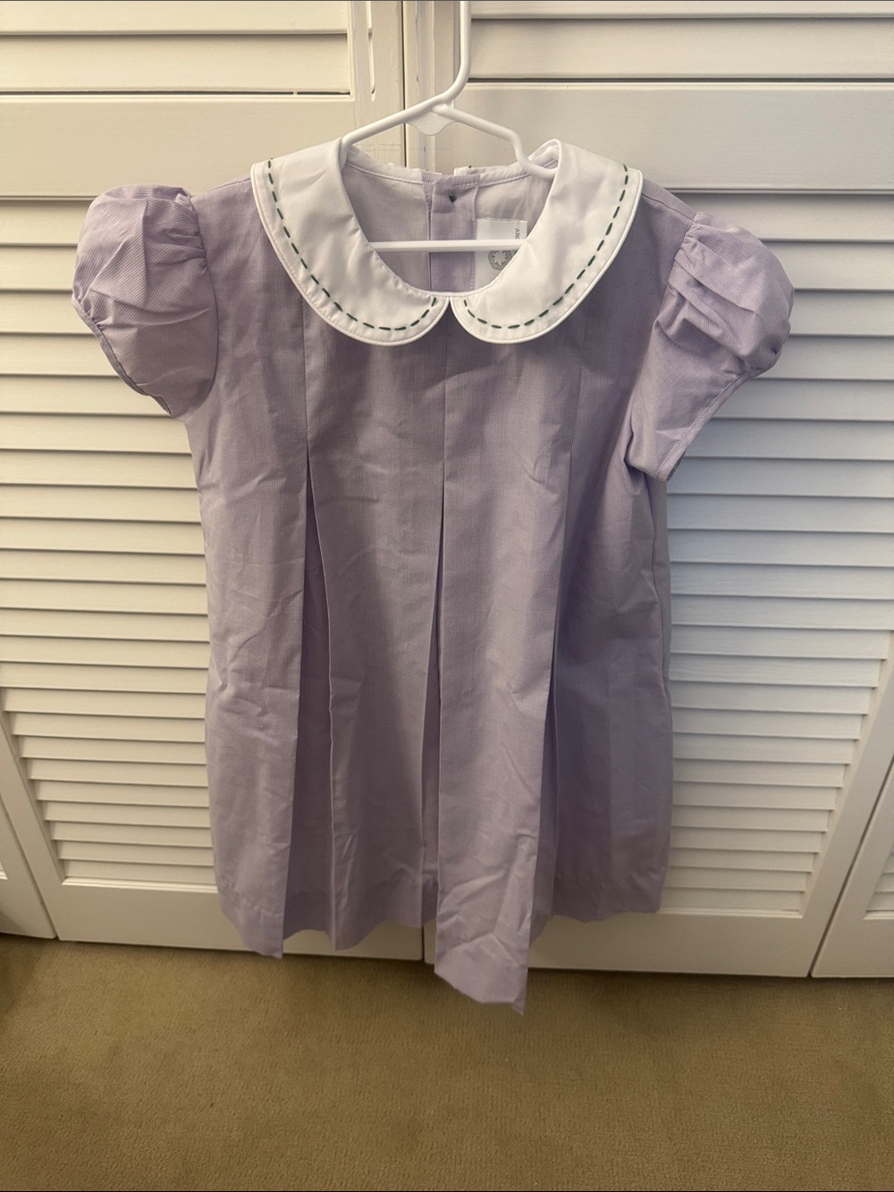 The Proper Peony Lilac with White Peter Pan Collar and Green Trim Dress 8
